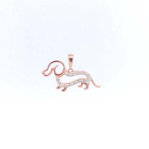 Sterling Silver Diamond Dachshund Dog Breed Pet Charm/Pendant