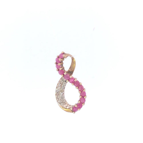 Sterling Silver Ruby Diamond Infinity Loop Forever Love Pendant