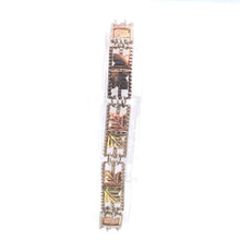 Load image into Gallery viewer, Sterling Silver 12k Gold Black Hills Leaf Vintage Bar Bracelet 7&quot;