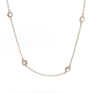 14K By the Yard Vintage CZ Chain Link Anklet Bracelet 10" Yellow Gold
