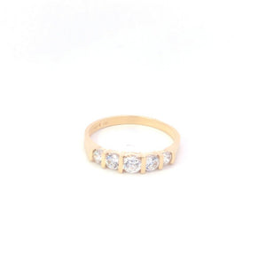 14K Five Stone Classic Vintage Wedding Band Ring Yellow Gold