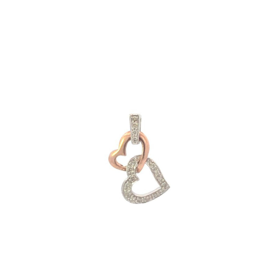 10K Two Tone Diamond Heart Love Symbol Pendant Rose Gold