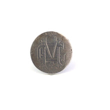 Load image into Gallery viewer, Sterling Silver Love Token M G Engraved 1877 Seated Liberty Pin/Brooch