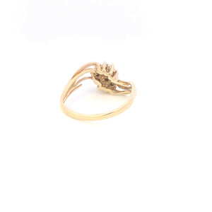 10K Oval Diamond Cluster Vintage Statement Ring Yellow Gold