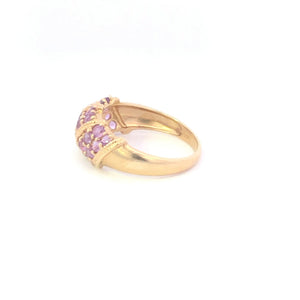 10K Vintage Amethyst Striped Statement Band Ring Yellow Gold