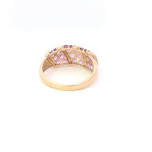 Load image into Gallery viewer, 10K Vintage Amethyst Striped Statement Band Ring Yellow Gold