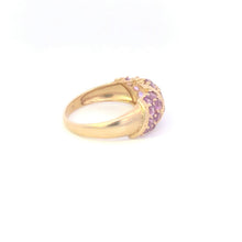 Load image into Gallery viewer, 10K Vintage Amethyst Striped Statement Band Ring Yellow Gold