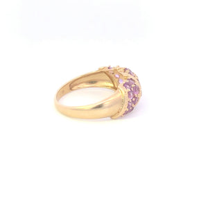 10K Vintage Amethyst Striped Statement Band Ring Yellow Gold