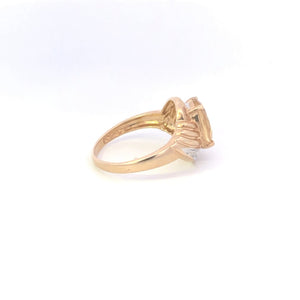 10K Oval Citrine Diamond Accent Vintage Ring Yellow Gold