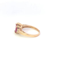 Load image into Gallery viewer, 10K Marquise Syn. Ruby Diamond Statement Ring Yellow Gold