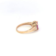 Load image into Gallery viewer, 10K Marquise Syn. Ruby Diamond Statement Ring Yellow Gold