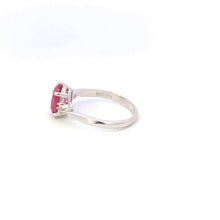Load image into Gallery viewer, 10K Oval Syn. Ruby CZ Accent Vintage Statement Ring White Gold