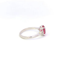 Load image into Gallery viewer, 10K Oval Syn. Ruby CZ Accent Vintage Statement Ring White Gold