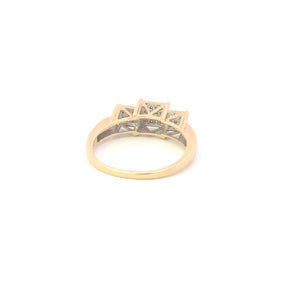 10K Pave Diamond Encrusted Square Promise Ring Yellow Gold