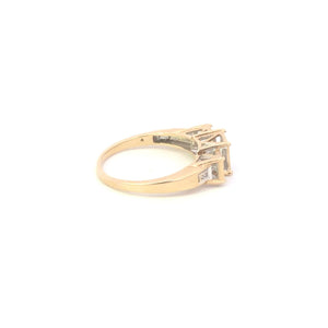 10K Pave Diamond Encrusted Square Promise Ring Yellow Gold