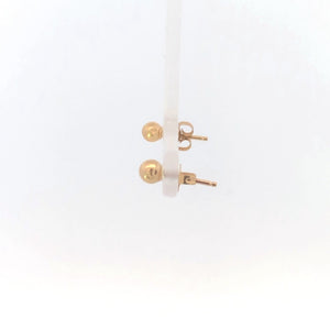 10K 3.9mm Vintage Ball Sphere Round Stud Earrings Yellow Gold