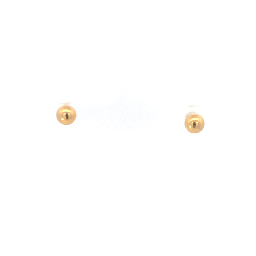 14K 5.7mm Vintage Round Ball Sphere Stud Earrings Yellow Gold