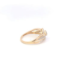 Load image into Gallery viewer, 10K Squared Diamond Cluster Bypass Promise Ring Yellow Gold