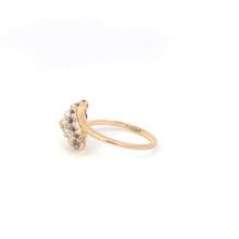 Load image into Gallery viewer, 10K Vintage Diamond Ruby Slanted Cluster Bypass Ring Yellow Gold