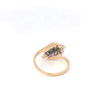 Load image into Gallery viewer, 10K Vintage Diamond Ruby Slanted Cluster Bypass Ring Yellow Gold