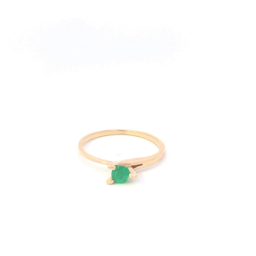 10K Round Emerald Vintage Solitaire Statement Ring Yellow Gold