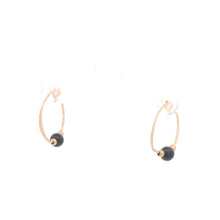 Load image into Gallery viewer, 10K 17.5mm Vintage Black Onyx Beaded Hoop Earrings Yellow Gold