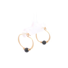 Load image into Gallery viewer, 10K 17.5mm Vintage Black Onyx Beaded Hoop Earrings Yellow Gold