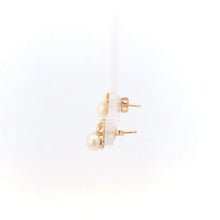 Load image into Gallery viewer, 10K 5.3mm Vintage Pearl Diamond Classic Stud Earrings Yellow Gold