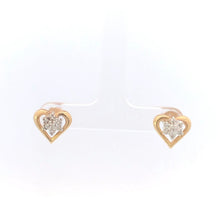 Load image into Gallery viewer, 14K Diamond Cluster Vintage Heart Love Symbol Earrings Yellow Gold