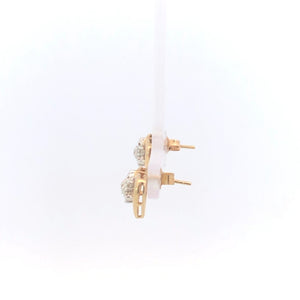 14K Diamond Cluster Vintage Heart Love Symbol Earrings Yellow Gold