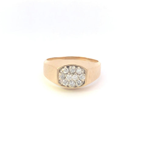 10K 0.40 Ctw Men's Diamond Vintage Cluster Ring Yellow Gold