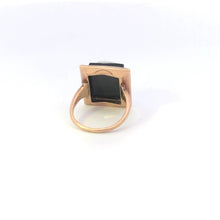 Load image into Gallery viewer, 10K Art Deco Carved Black Onyx Cameo Squared Ring White Gold