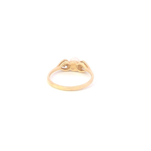 10K 5.0mm Vintage Pearl Diamond Heart Accent Ring Yellow Gold