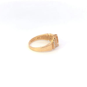 10K Marquise Citrine Diamond Accent Vintage Ring Yellow Gold