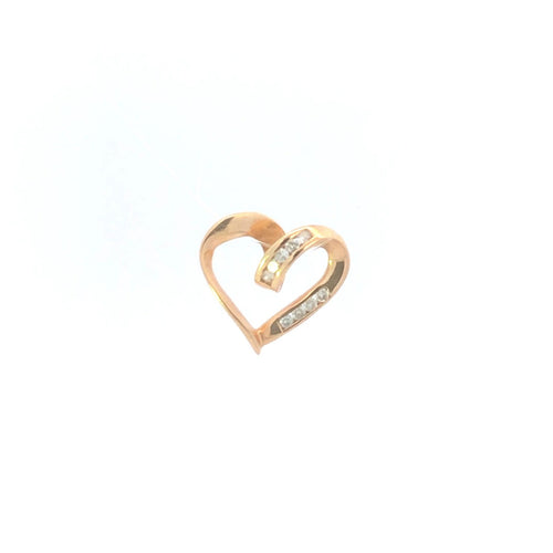 10K Vintage Diamond Heart Love Symbol Loop Pendant Yellow Gold