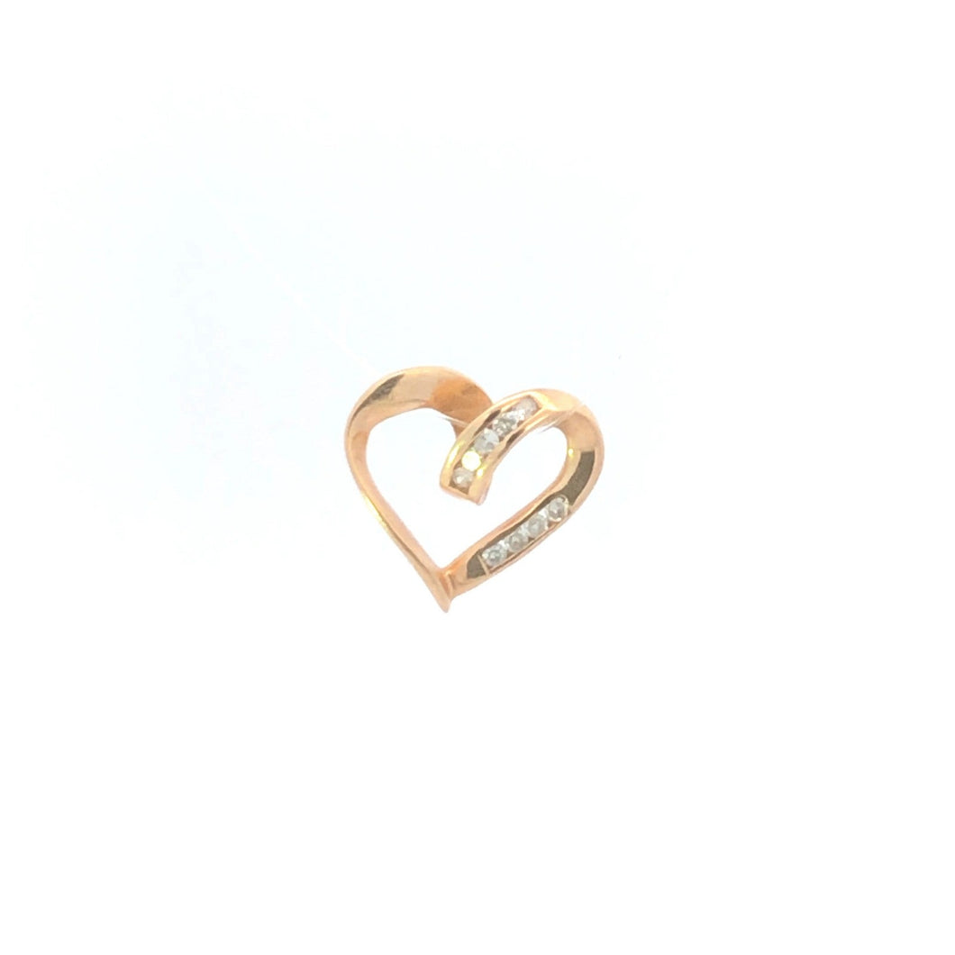 10K Vintage Diamond Heart Love Symbol Loop Pendant Yellow Gold