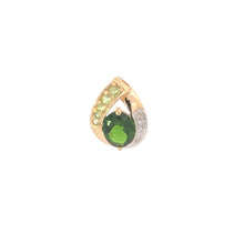 Load image into Gallery viewer, 14K Oval Syn. Tsavorite Diamond Peridot Curvy Pendant Yellow Gold