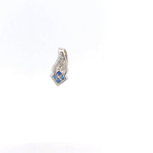 Load image into Gallery viewer, 10K Princess Sapphire Diamond Accent Squared Pendant White Gold