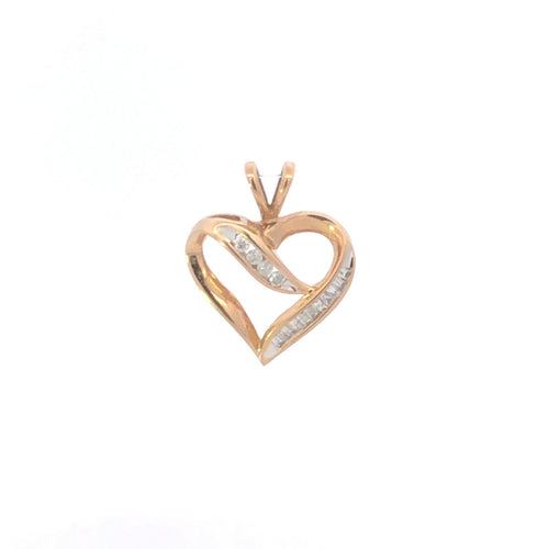 10K 0.15 Ctw Diamond Curvy Heart Vintage Love Pendant Yellow Gold