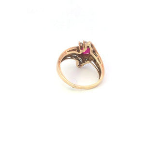 10K 1.05 Ctw Natural Ruby Ornate Bypass Ring Yellow Gold