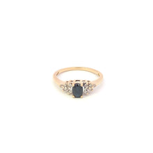 Load image into Gallery viewer, 10K Natural Sapphire Diamond Halo Engagement Ring Yellow Gold