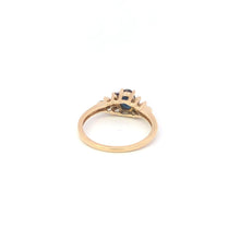 Load image into Gallery viewer, 10K Natural Sapphire Diamond Halo Engagement Ring Yellow Gold