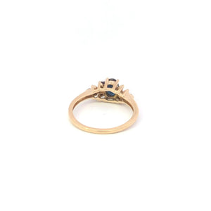 10K Natural Sapphire Diamond Halo Engagement Ring Yellow Gold