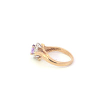 Load image into Gallery viewer, 10K Marquise Amethyst Diamond Accent Vintage Ring Yellow Gold