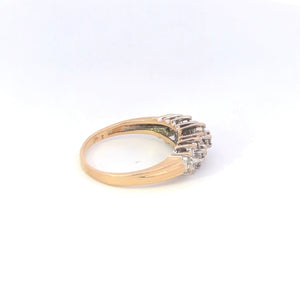 10K 0.59 Ctw Diamond Vintage Baguette Cluster Ring Yellow Gold