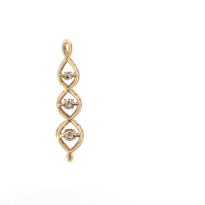 10K 0.20 Ctw Diamond Twist Dancing Diamond Drop Pendant Yellow Gold