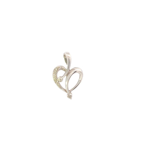 10K Vintage Diamond Heart Love Symbol Pendant White Gold