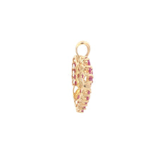 Load image into Gallery viewer, 10K Baguette Diamond Ruby Cluster Heart Pendant Yellow Gold