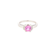 Load image into Gallery viewer, 10K Cushion Pink Sapphire Diamond Statement Ring White Gold