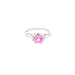 10K Cushion Pink Sapphire Diamond Statement Ring White Gold
